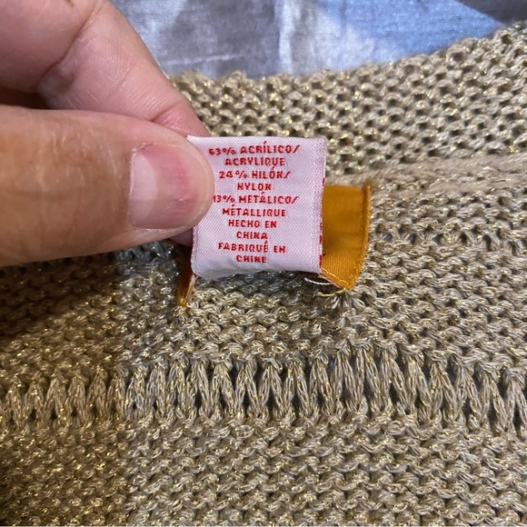 Ruby Rd heavy knit golden sweater 3/4 sleeve, SZ M GUC, sequins very sweet - Picture 5 of 8